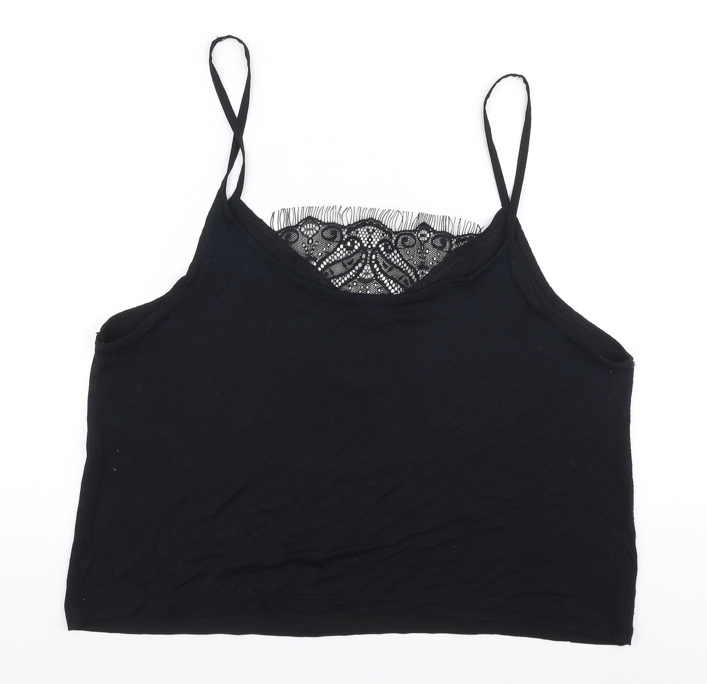 Preworn Womens Black  Polyester Camisole Blouse Size M V-Neck