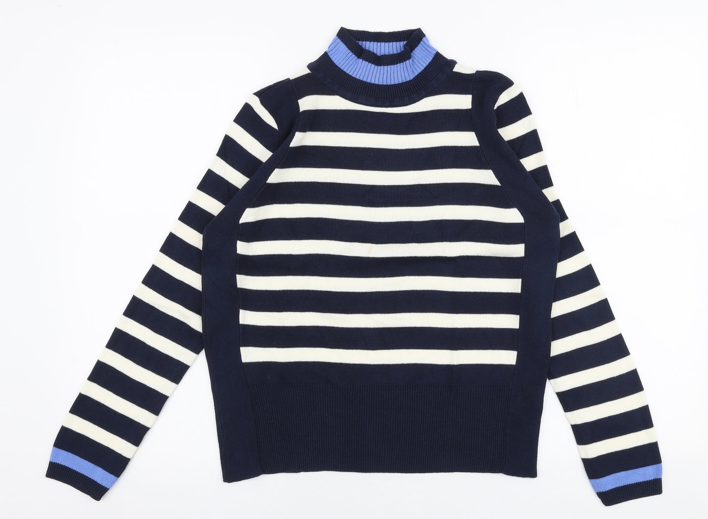 Marks and Spencer Womens Multicoloured High Neck Striped Viscose Pullover Jumper Size 12