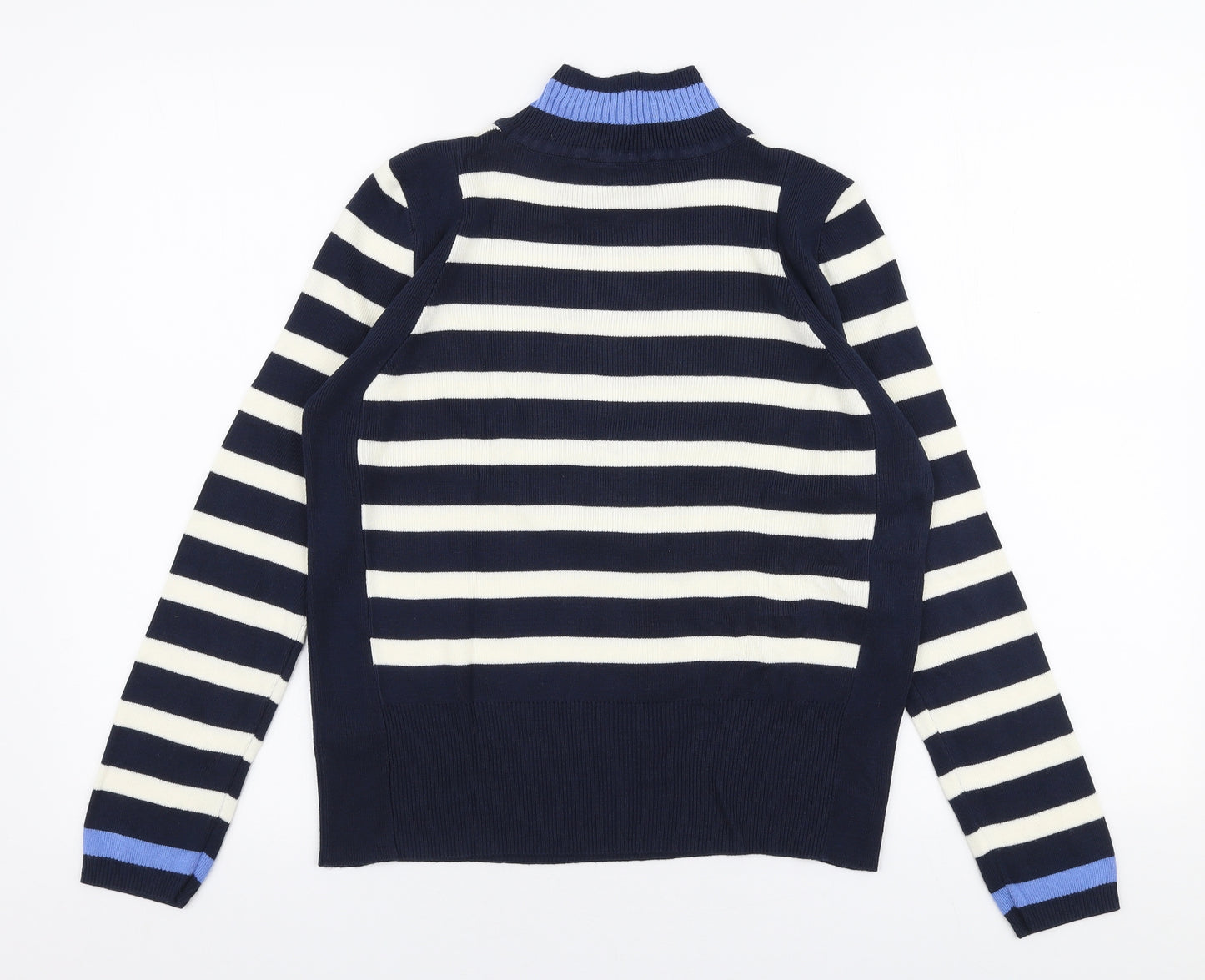 Marks and Spencer Womens Multicoloured High Neck Striped Viscose Pullover Jumper Size 12