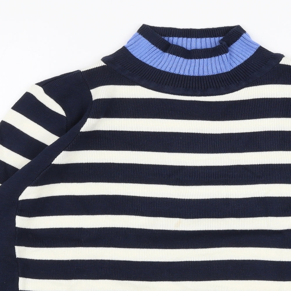 Marks and Spencer Womens Multicoloured High Neck Striped Viscose Pullover Jumper Size 12