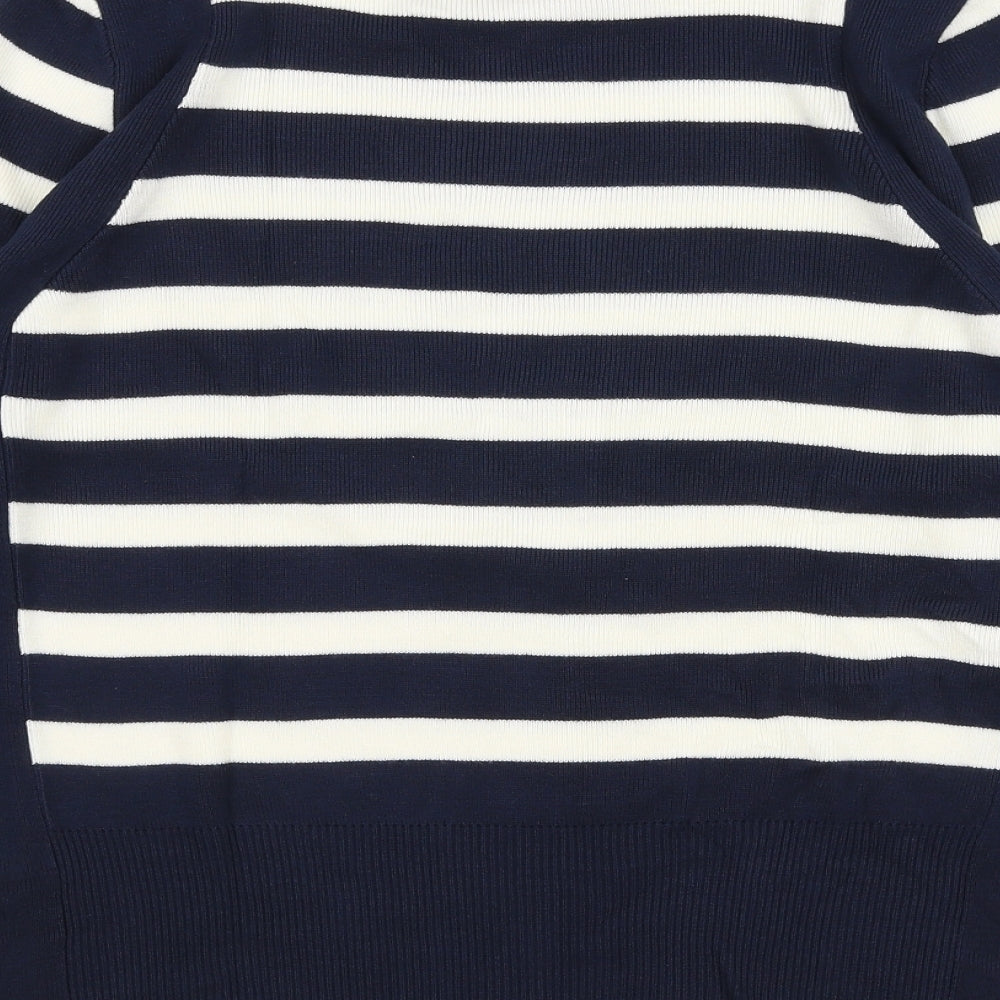 Marks and Spencer Womens Multicoloured High Neck Striped Viscose Pullover Jumper Size 12