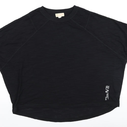 River Island Womens Black  Polyester Jersey T-Shirt Size S Round Neck Pullover