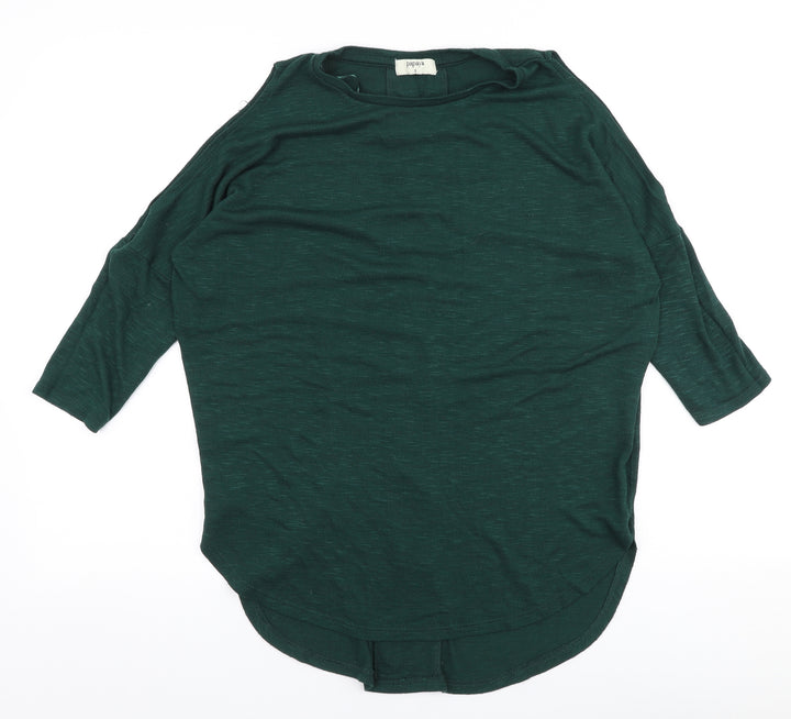 Papaya Womens Green Viscose Basic Blouse Size S Round Neck