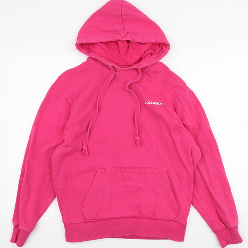 COLLUSION Womens Pink  100% Cotton Pullover Hoodie Size XS  Pullover