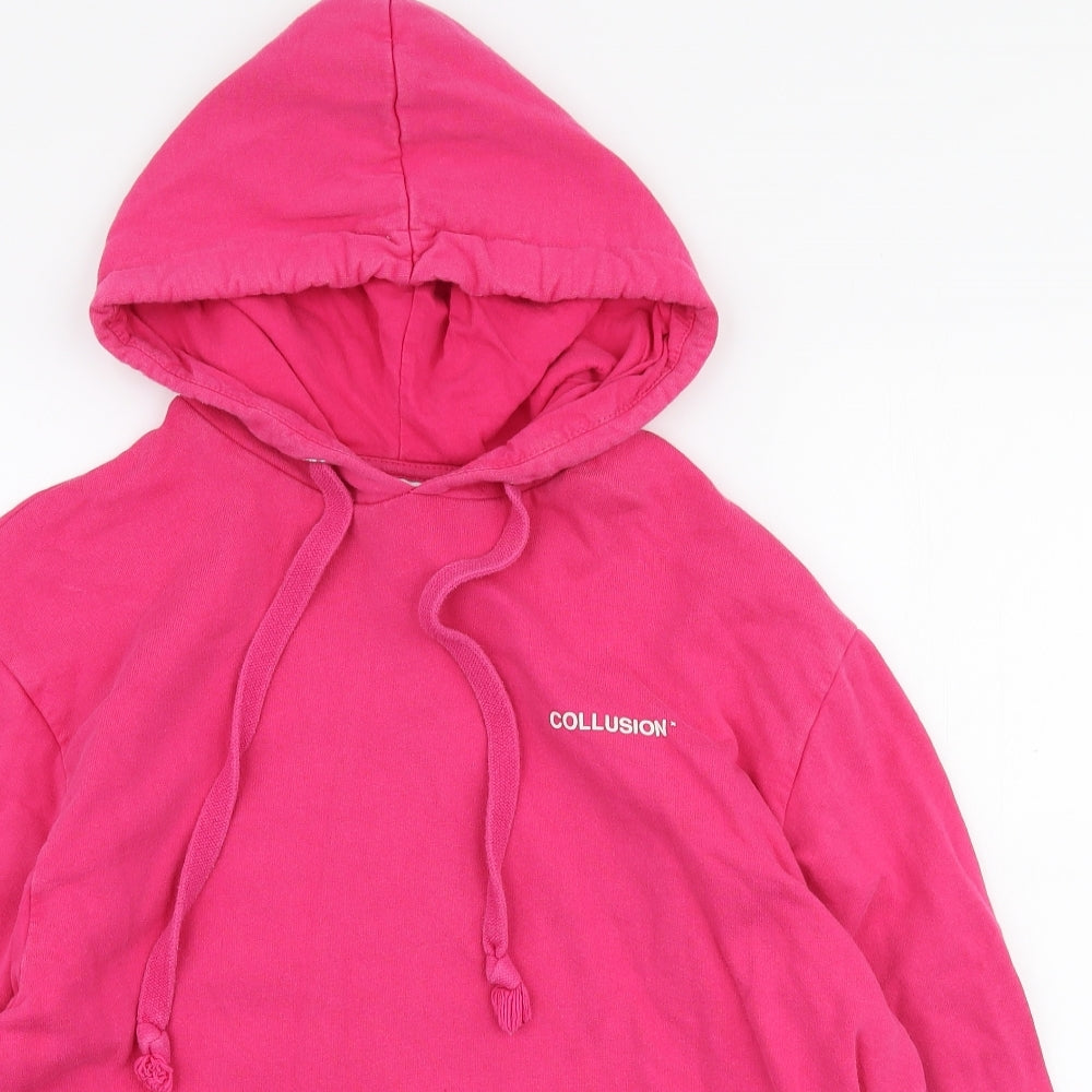 COLLUSION Womens Pink  100% Cotton Pullover Hoodie Size XS  Pullover