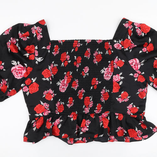 Savida Womens Multicoloured Floral Polyester Cropped Blouse Size XL Square Neck