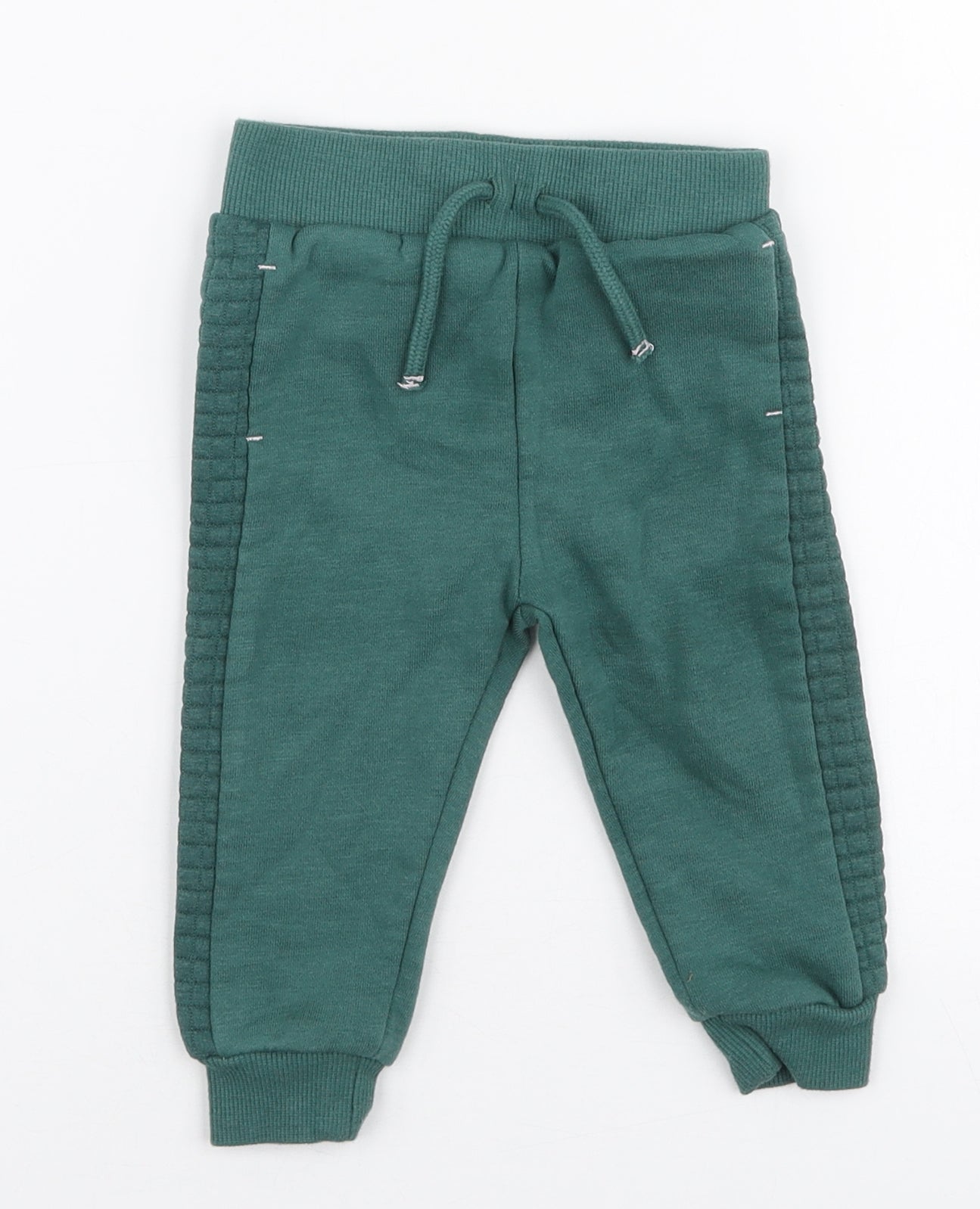 Primark Boys Green  Cotton Jogger Trousers Size 9-12 Months  Drawstring