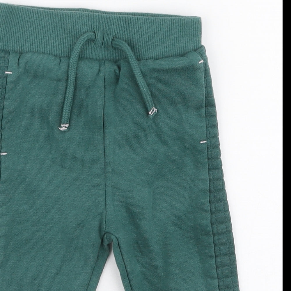 Primark Boys Green  Cotton Jogger Trousers Size 9-12 Months  Drawstring