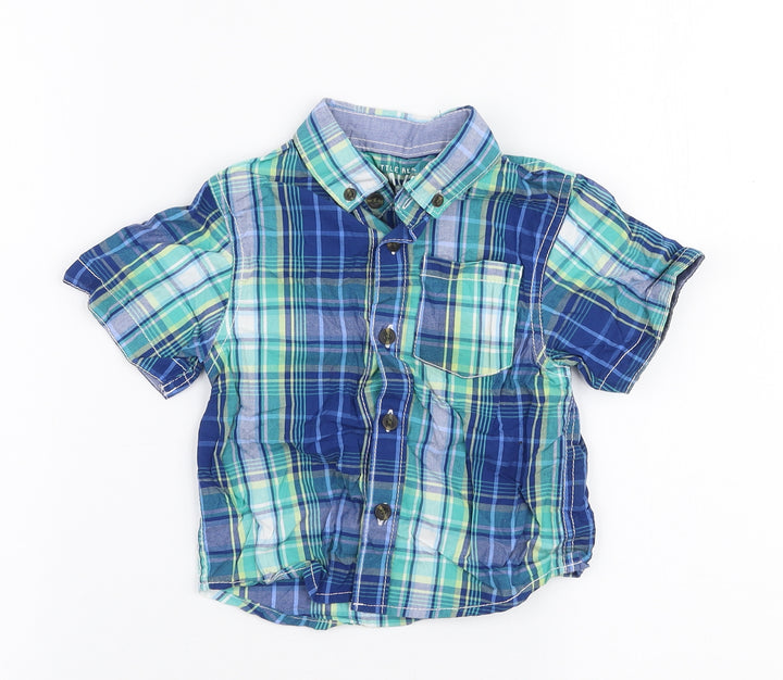 Rebel Boys Multicoloured Plaid 100% Cotton Basic Dress Shirt Size 18-24 Months Collared Button