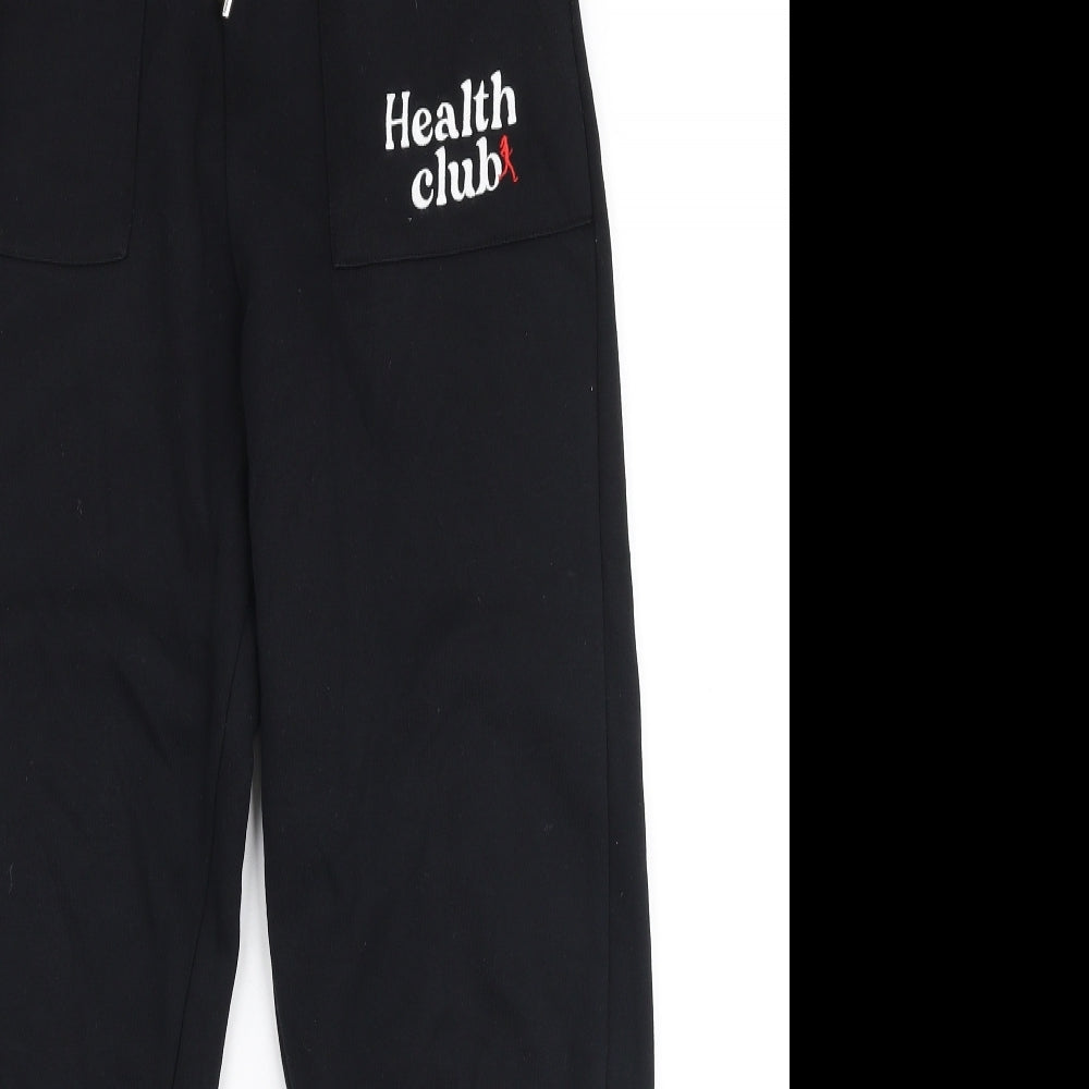 F&F Womens Black  Cotton Jogger Trousers Size 6 L27 in Slim Drawstring - Health club