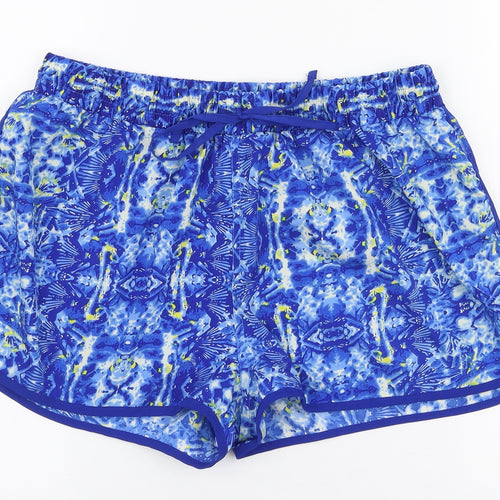 Atmosphere Womens Blue Geometric Polyester Hot Pants Shorts Size 14 L3 in Regular Drawstring