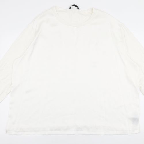 Dunnes Stores Womens White  Polyester Jersey Blouse Size 2XL Round Neck