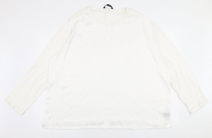 Dunnes Stores Womens White  Polyester Jersey Blouse Size 2XL Round Neck