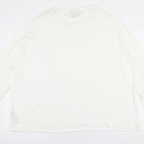 Dunnes Stores Womens White  Polyester Jersey Blouse Size 2XL Round Neck