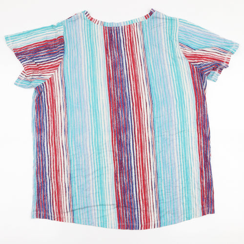 Lee  Womens Multicoloured Striped Polyester Jersey Blouse Size XL Round Neck