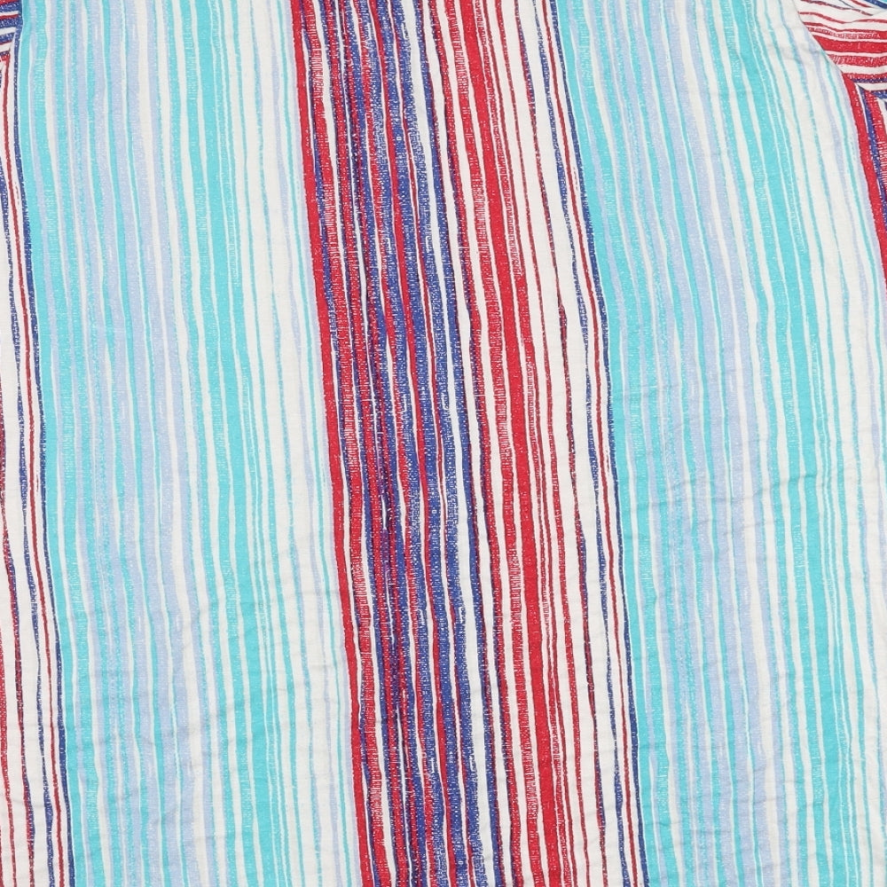 Lee  Womens Multicoloured Striped Polyester Jersey Blouse Size XL Round Neck