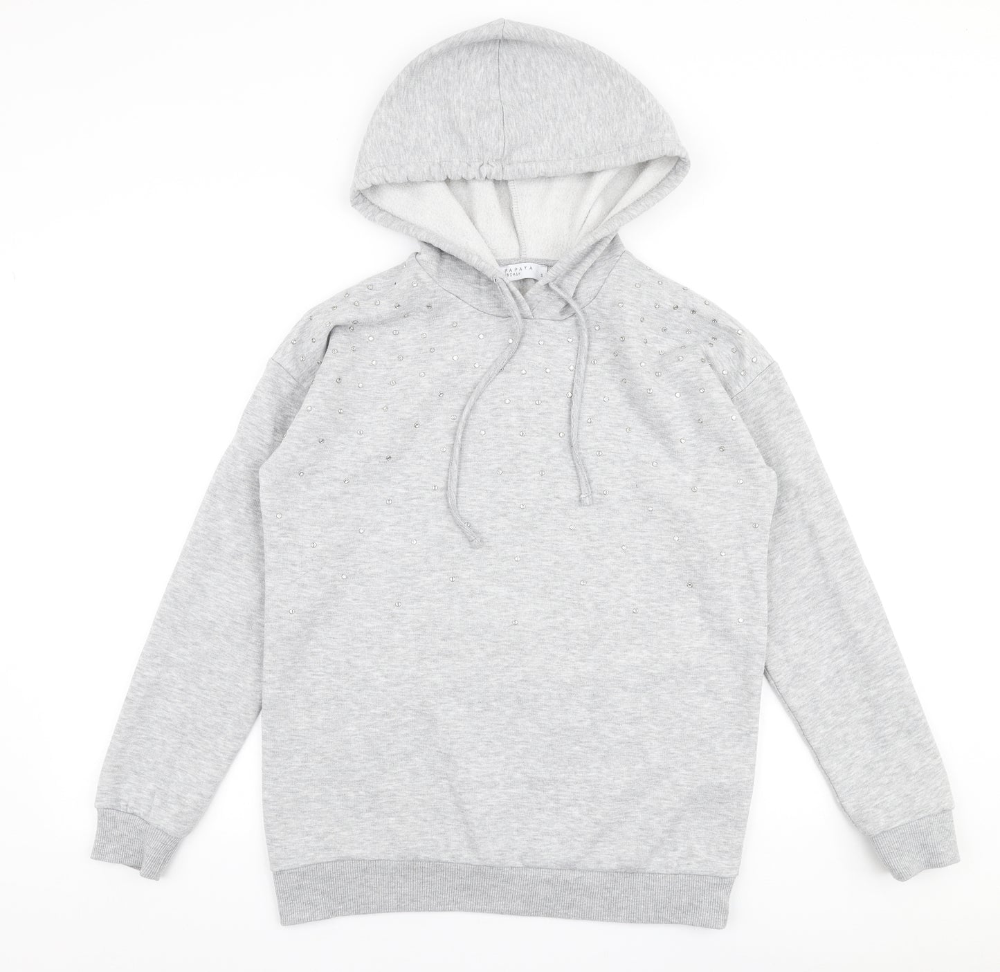 Papaya Womens Grey  Polyester Pullover Hoodie Size S  Pullover