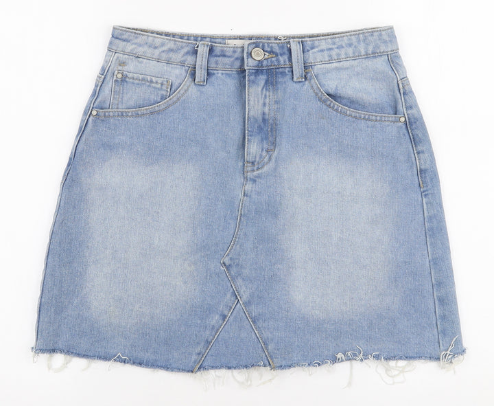 Denim Co Womens Blue Polyester A-Line Skirt Size 8 Zip