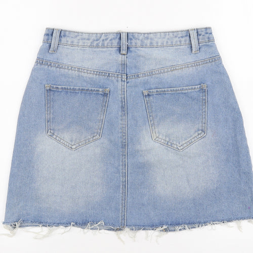 Denim Co Womens Blue  Polyester A-Line Skirt Size 8   Zip