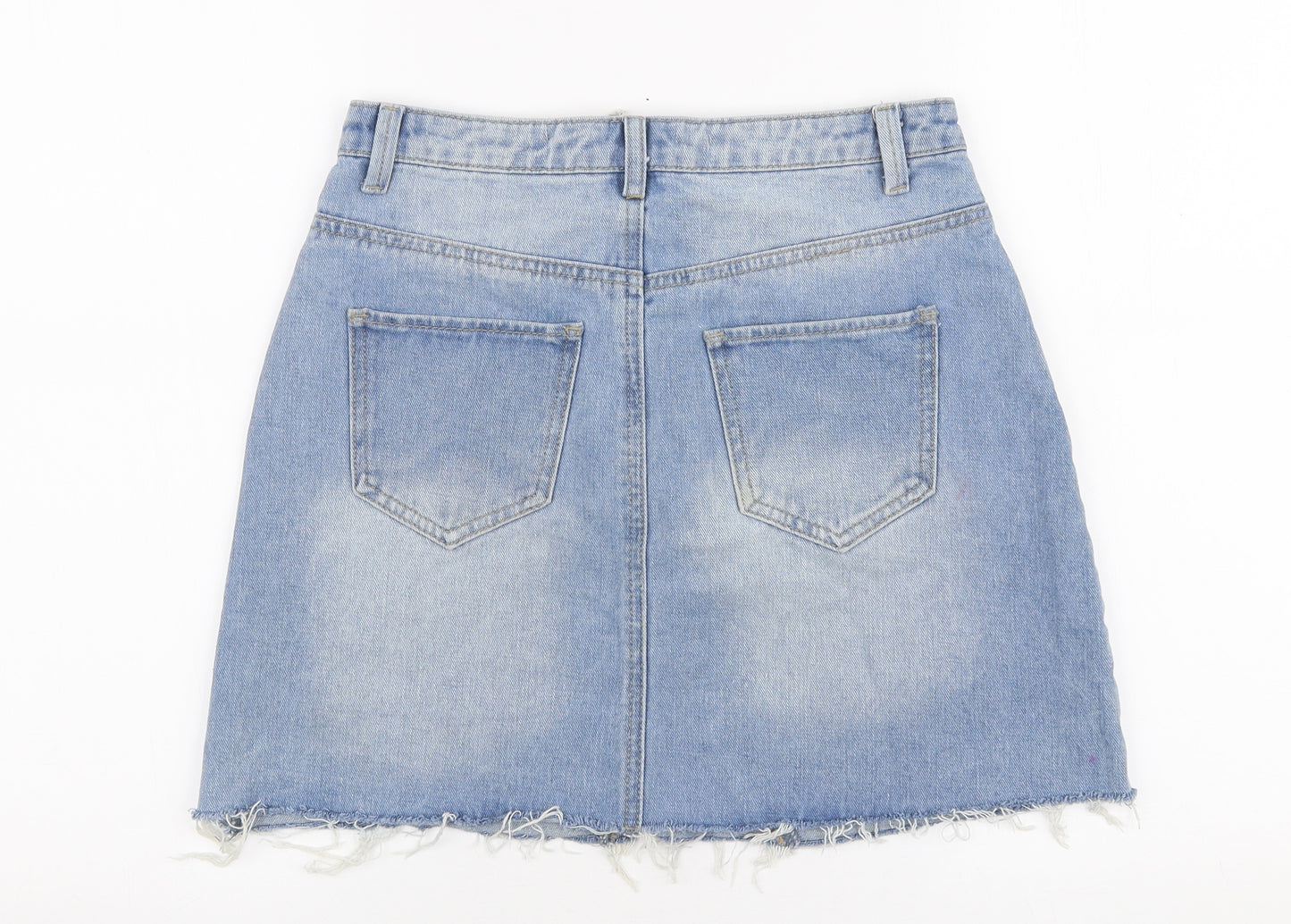 Denim Co Womens Blue  Polyester A-Line Skirt Size 8   Zip