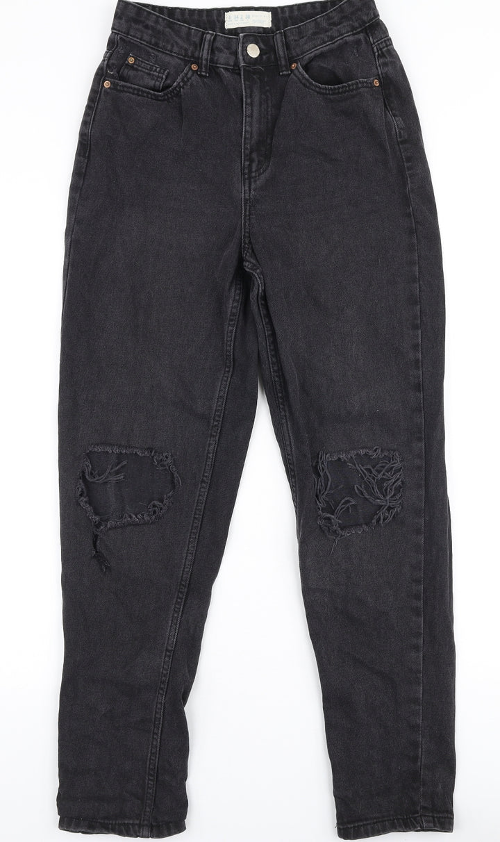 Denim Co Womens Black 100% Cotton Mom Jeans Size 6 L28 in Regular Zip