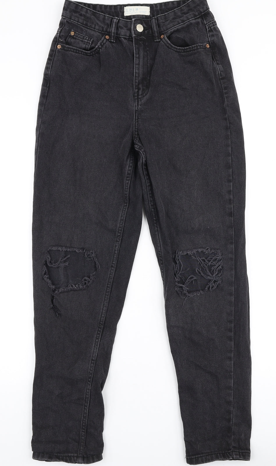 Denim Co Womens Black  100% Cotton Mom Jeans Size 6 L28 in Regular Zip