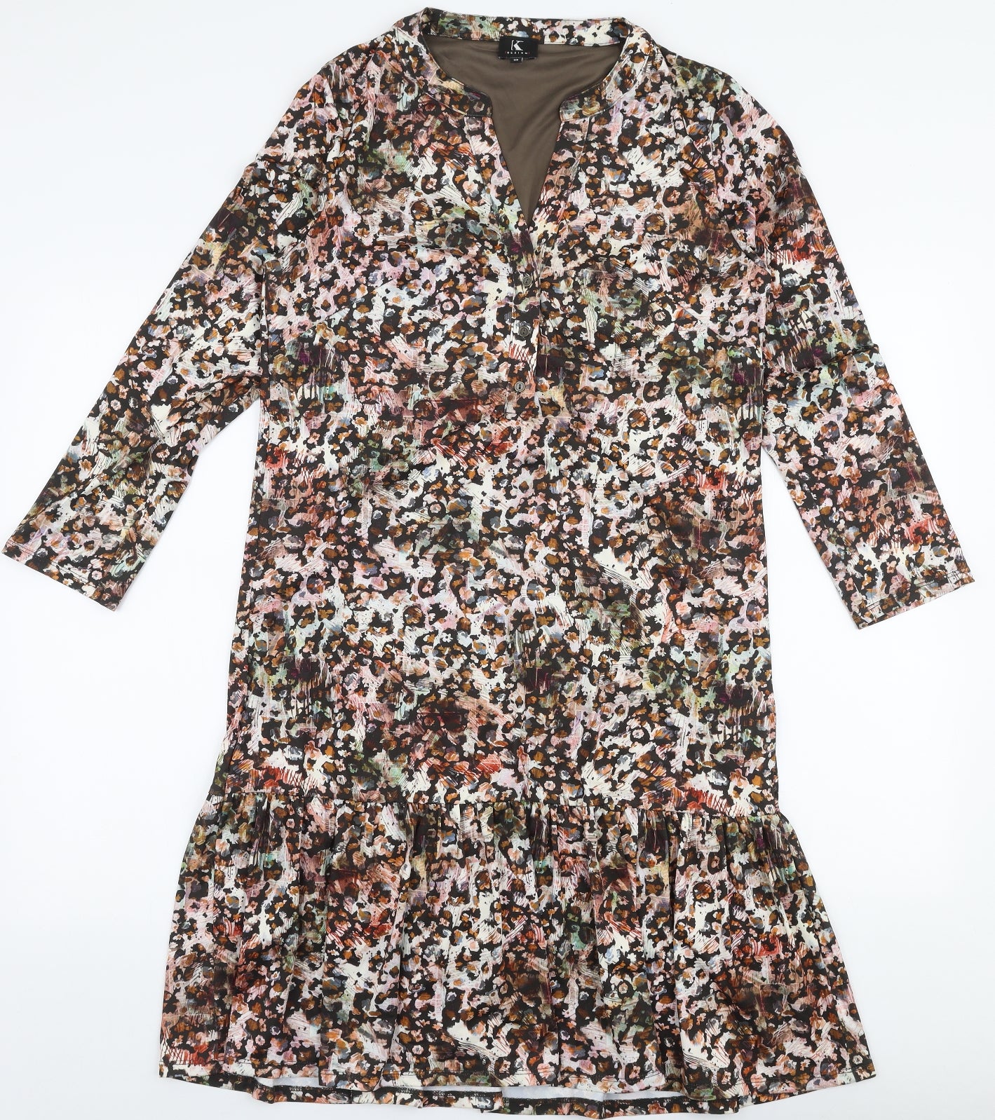 K Design Womens Multicoloured Floral Polyester Trapeze & Swing  Size XS  V-Neck Pullover