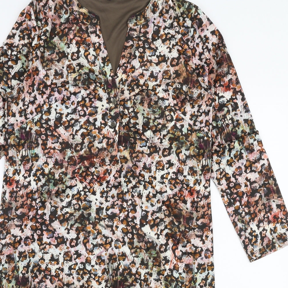 K Design Womens Multicoloured Floral Polyester Trapeze & Swing  Size XS  V-Neck Pullover
