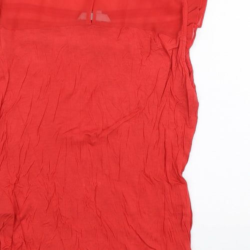H&M Womens Red  Viscose Jersey Blouse Size S Round Neck