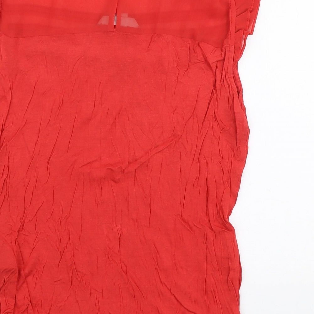 H&M Womens Red  Viscose Jersey Blouse Size S Round Neck
