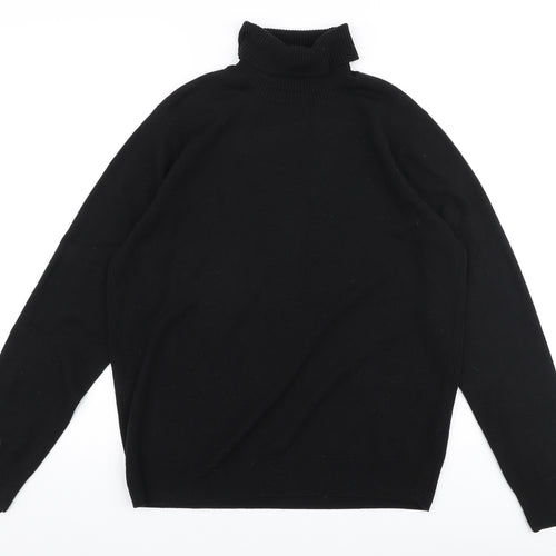 Marks and Spencer Womens Black Roll Neck  Acrylic Pullover Jumper Size 14