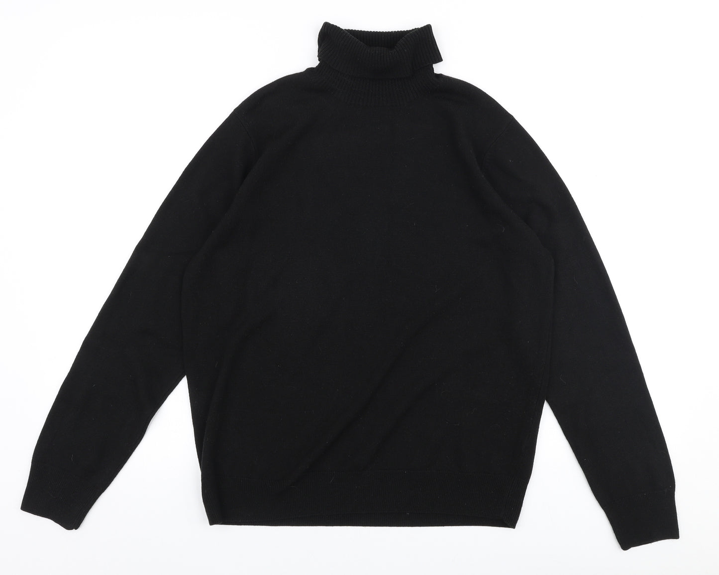 Marks and Spencer Womens Black Roll Neck  Acrylic Pullover Jumper Size 14