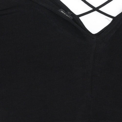 River Island Womens Black V-Neck  Polyester Pullover Jumper Size 8   - Cold shoulder