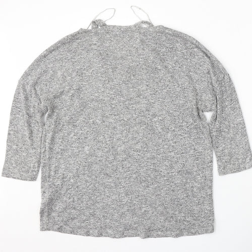 TU Womens Grey V-Neck  Polyester Pullover Jumper Size 12