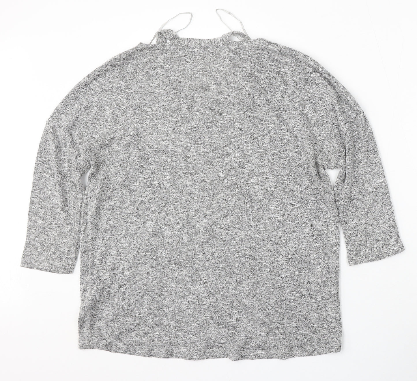 TU Womens Grey V-Neck  Polyester Pullover Jumper Size 12