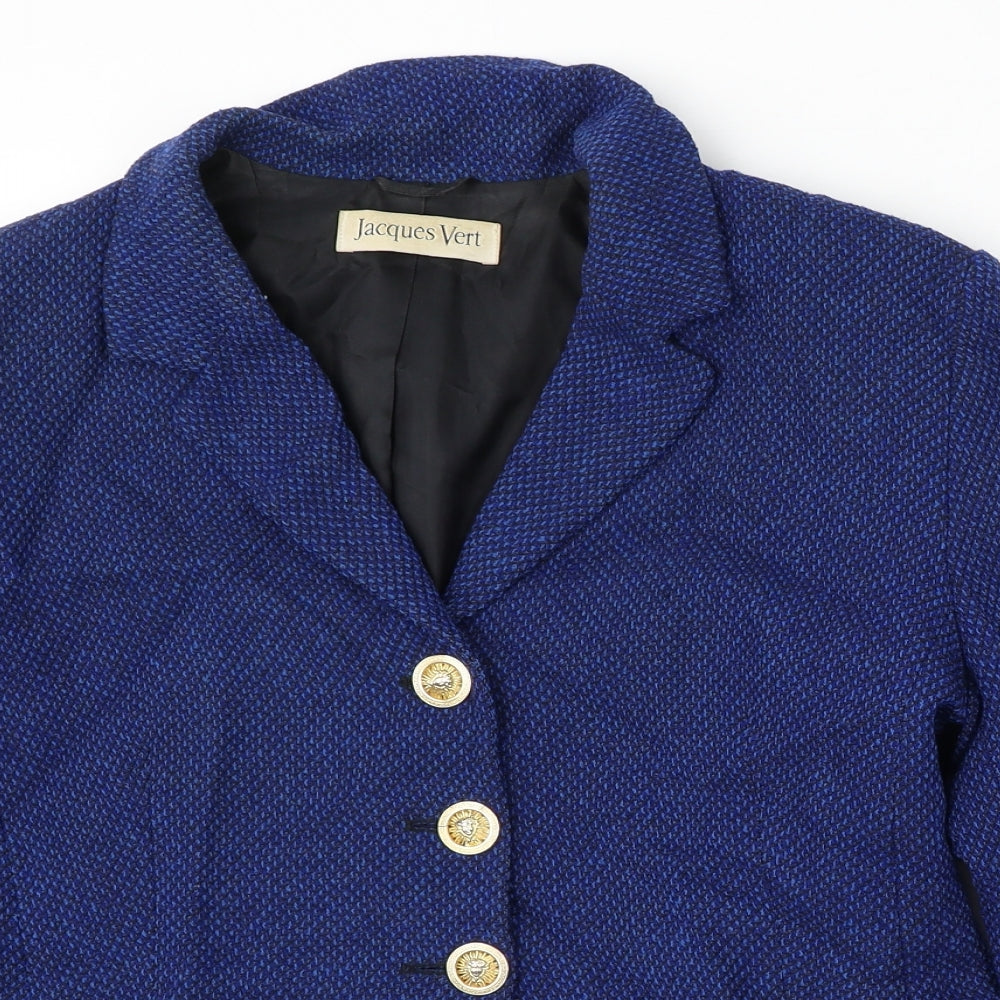Jacques Vert Womens Blue  Wool Jacket Suit Size 16