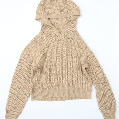 915 Generation Girls Beige  Acrylic Pullover Hoodie Size 12-13 Years
