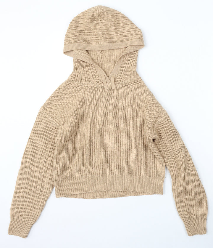 915 Generation Girls Beige Acrylic Pullover Hoodie Size 12-13 Years