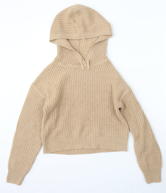 915 Generation Girls Beige  Acrylic Pullover Hoodie Size 12-13 Years