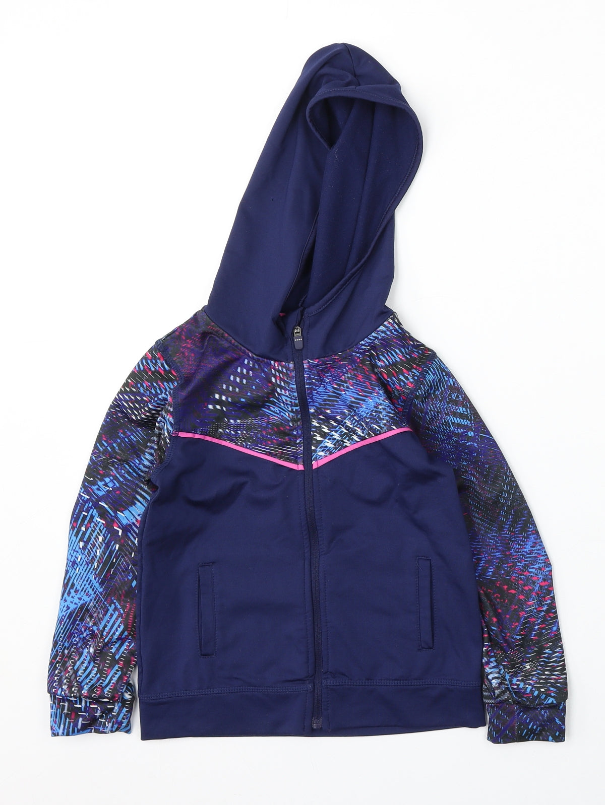 Matalan Girls Blue  Polyester Full Zip Hoodie Size 4-5 Years  Zip