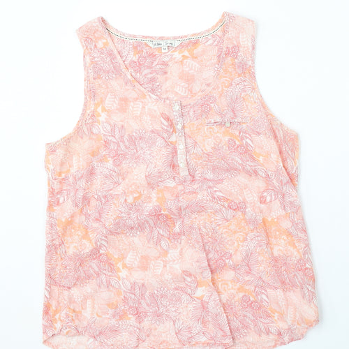Fat Face Womens Multicoloured Floral Cotton Basic Tank Size 12 Round Neck