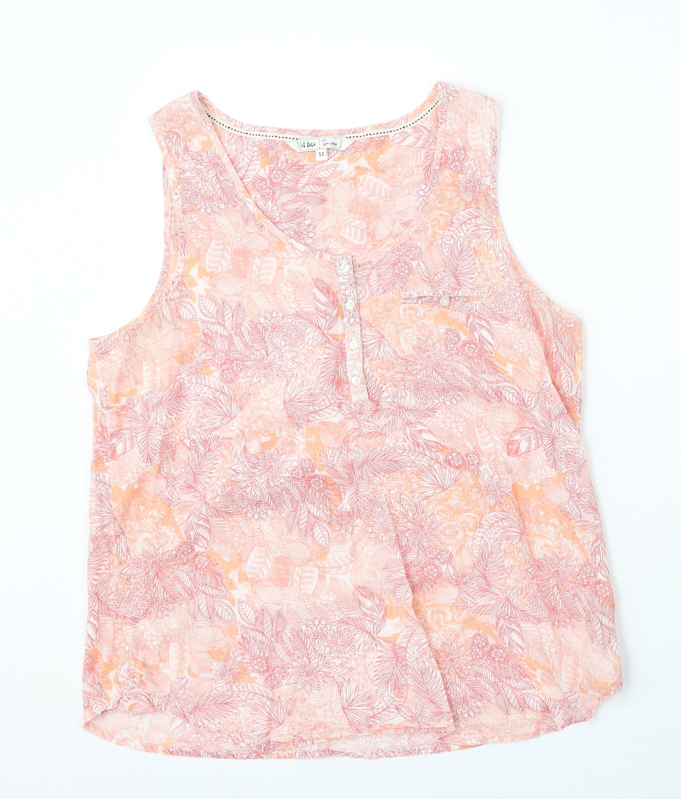 Fat Face Womens Multicoloured Floral Cotton Basic Tank Size 12 Round Neck