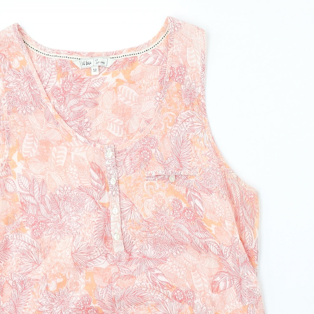 Fat Face Womens Multicoloured Floral Cotton Basic Tank Size 12 Round Neck