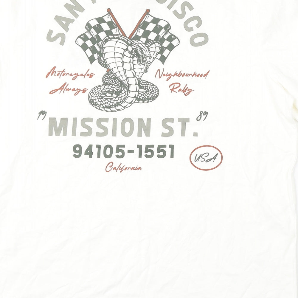 TU Mens White  Cotton  T-Shirt Size L Round Neck