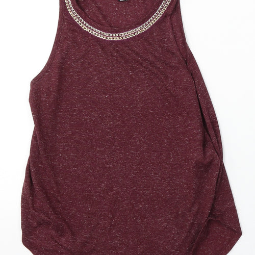 Atmosphere Womens Purple  Polyester Basic Tank Size 6 Round Neck