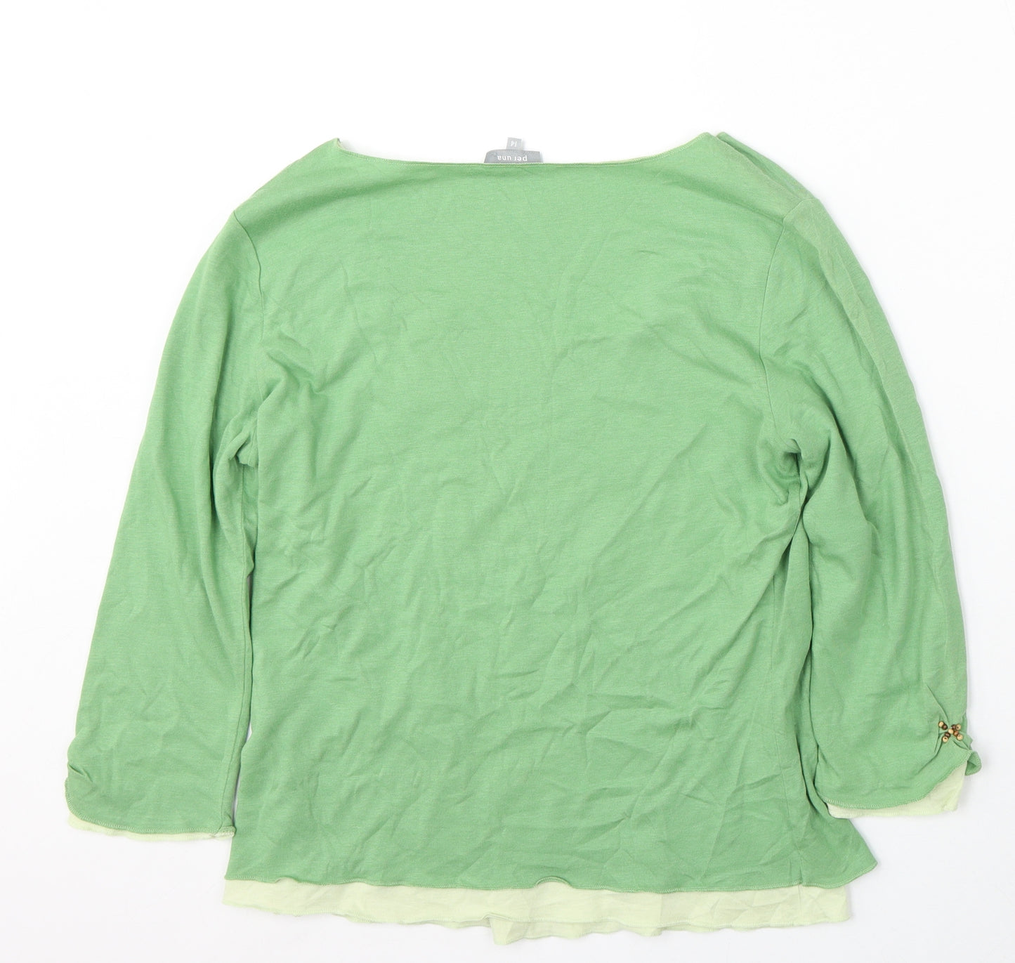 Per Una Womens Green Round Neck  Cotton Pullover Jumper Size 14