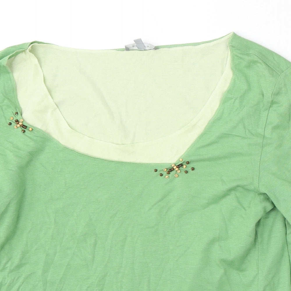 Per Una Womens Green Round Neck  Cotton Pullover Jumper Size 14