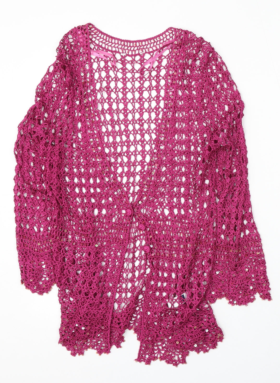 M&Co Womens Purple V-Neck  Viscose Cardigan Jumper Size M