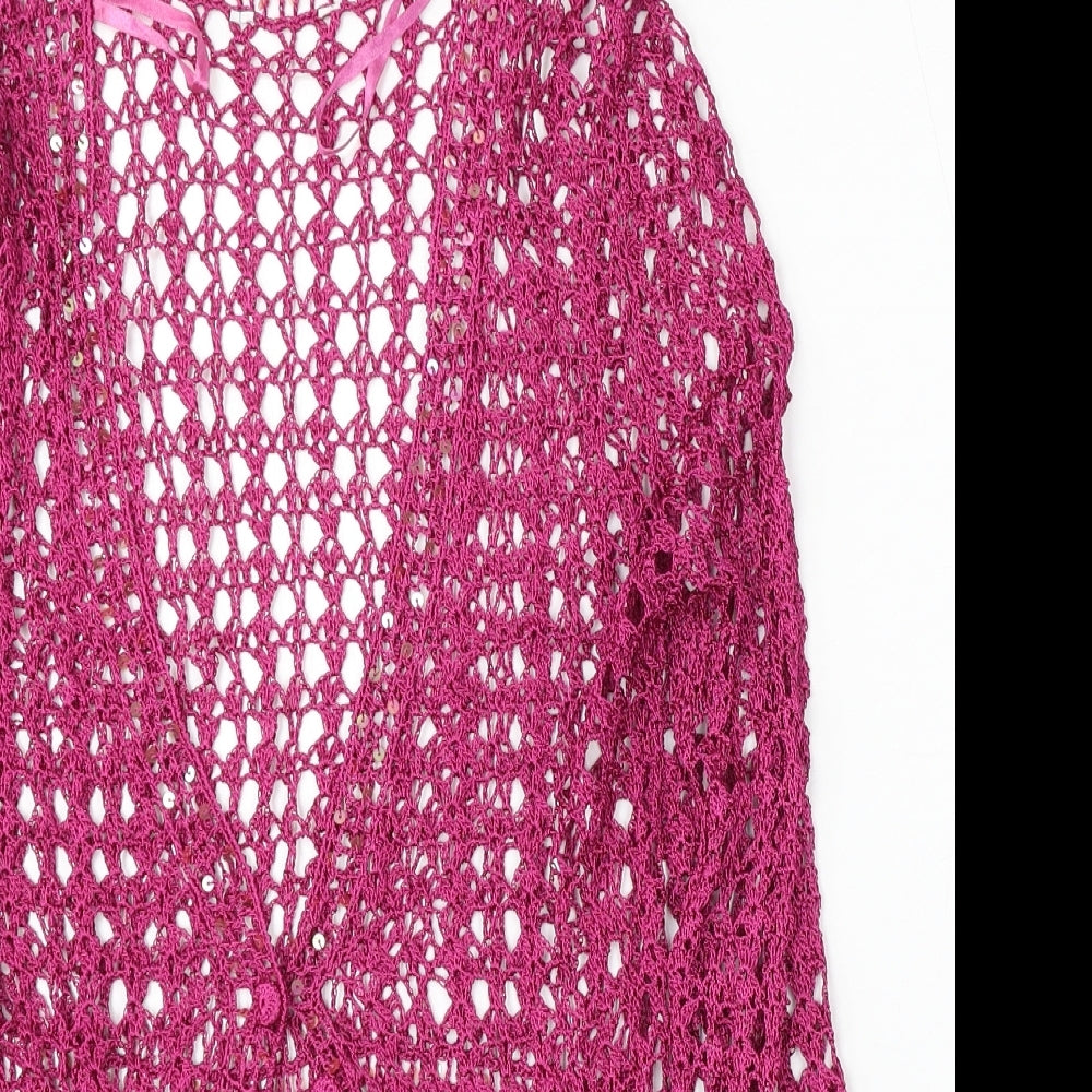 M&Co Womens Purple V-Neck  Viscose Cardigan Jumper Size M