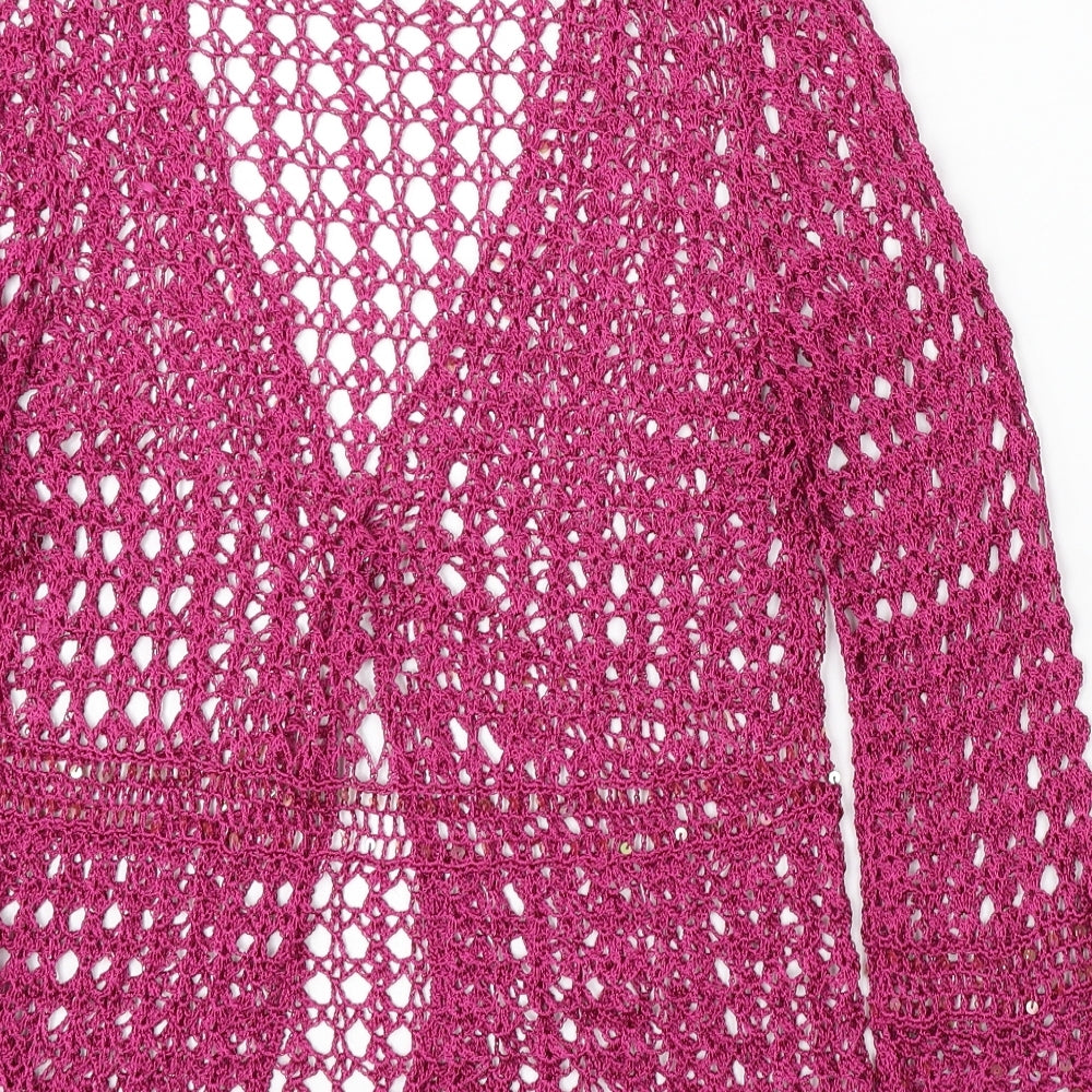 M&Co Womens Purple V-Neck  Viscose Cardigan Jumper Size M